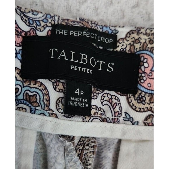 Talbots The Perfect Crop Pants Sz 4P Stretch Chino Paisley Print Cotton Stretch - Picture 6 of 8